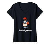 Donna Basketball Anywhere Illustration Novelty Graphic Designs Maglietta con Collo a V