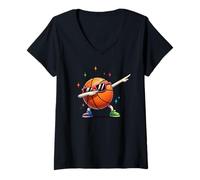Donna Basketball Dabbing with Sunglasses Player Kids Boys Men Maglietta con Collo a V