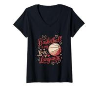Donna Basketball Is My Love Language Hoops Design per Fan Player Maglietta con Collo a V