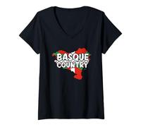 Donna Basque Country Euskadi Euskal Herria Basque Flag País Vasco Maglietta con Collo a V