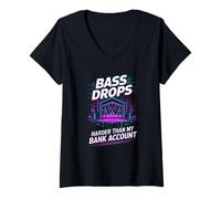 Donna BASS DROPS HARDER THAN MY BANK ACCOUNT Maglietta con Collo a V
