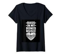 Donna BASS IN MY BONES MUSIC IN MY HEART Maglietta con Collo a V