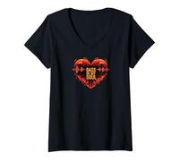 Donna Bass in My Soul Heart Music Lover Sound Wave Equalizer Maglietta con Collo a V