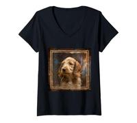 Donna Basset Fauve de Bretagne Spazio Maglietta con Collo a V