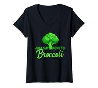 Donna Basta Dire No ai Broccoli Maglietta con Collo a V