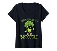 Donna Basta Dire No ai Broccoli Maglietta con Collo a V