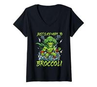 Donna Basta Dire No ai Broccoli Maglietta con Collo a V