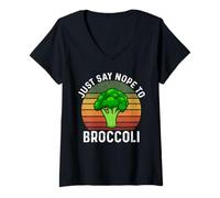 Donna Basta Dire No ai Broccoli Maglietta con Collo a V