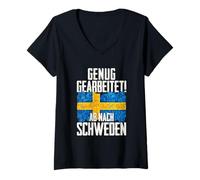 Donna Basta lavorare Via dalla Svezia Maglietta con Collo a V