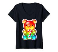 Donna Bastoncino di Zucchero Gummy Bear Maglietta con Collo a V
