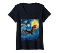 Donna BAT NOTTE STARLI DI VAN GOGH NOCTURNAL MIGLIO Maglietta con Collo a V