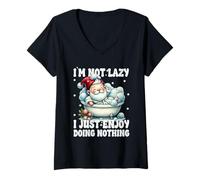 Donna Bathtub Spa Gnome I`m Not Lazy I Just Enjoy Doing Nothing Maglietta con Collo a V