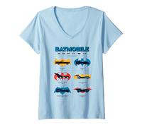Donna Batman Batmobiles Through The Years Logos Maglietta con Collo a V