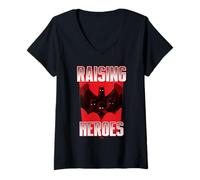Donna Batman Father's Day Raising Heroes Maglietta con Collo a V