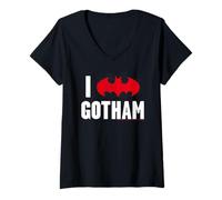 Donna Batman Gotham Logo I Love Gotham City Fans Edition Maglietta con Collo a V
