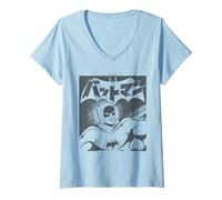 Donna Batman Kanji Logo Square Maglietta con Collo a V
