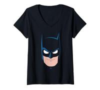 Donna Batman Large Face Maglietta con Collo a V