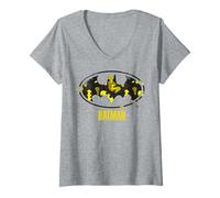 Donna Batman Logo Giallo Silhouette Edition Comic Maglietta con Collo a V
