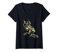 Donna Batman Panel Portrait And Batmobile Maglietta con Collo a V