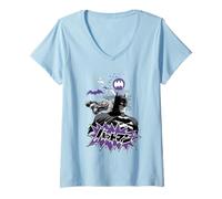 Donna Batman Purple Kanji Skyline Maglietta con Collo a V