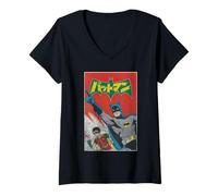 Donna Batman Robin Kanji Big Logo Maglietta con Collo a V