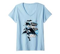 Donna Batman Running Black And Blue Kanji Maglietta con Collo a V