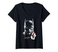 Donna Batman Serious Face with Playing Cards Maglietta con Collo a V