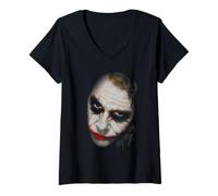 Donna Batman The Dark Knight Heath Ledger Large Joker Face Maglietta con Collo a V
