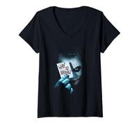 Donna Batman The Dark Knight Joker Card Maglietta con Collo a V