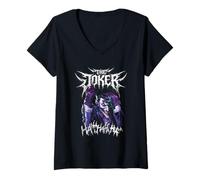 Donna Batman The Joker Laugh Metal Maglietta con Collo a V