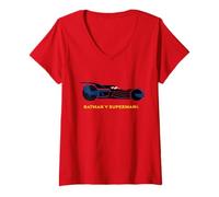 Donna Batman v Superman The Batmobile Drawing Maglietta con Collo a V