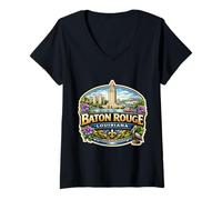 Donna Baton Rouge Louisiana Souvenir Città Visitatore Memorabilia Maglietta con Collo a V