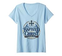 Donna Battezzato in Cristo reso Nuovo 2 Cor 5:17 Maglietta con Collo a V