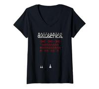 Donna Battlestar Galactica Space Invaders Style Maglietta con Collo a V