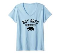 Donna bay Area California Bear Retro San Francisco Beach 510 Maglietta con Collo a V