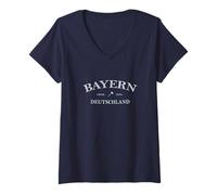 Donna Bayern Germany | Bayern Deutschland Stampa Grafica | Baviera Maglietta con Collo a V