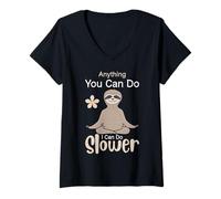 Donna Be a Sloth, Funny Sarcastic Wise Sloth Play Yoga Graphic Maglietta con Collo a V