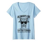 Donna Be A Toy Fox Terrier Divertente Giocattolo Fox Terrier Maglietta con Collo a V