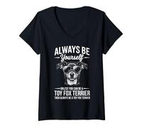 Donna Be A Toy Fox Terrier Divertente Giocattolo Fox Terrier Maglietta con Collo a V