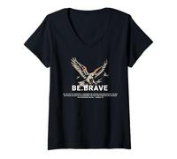 Donna Be Brave Blessed Eagle Dio Bibbia Gesù Religioso Citazione Maglietta con Collo a V