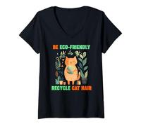 Donna BE ECO FRIENDLY RECYCLE CAT HAIR Maglietta con Collo a V