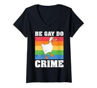 Donna Be Gay Do Crime Maglietta con Collo a V