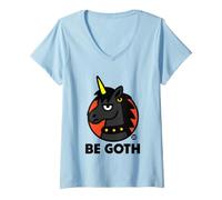 Donna Be Goth Funny Unicorn Maglietta con Collo a V