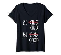 Donna Be Kind Be Good Inspirational Message Vibe Citazione positiva Maglietta con Collo a V