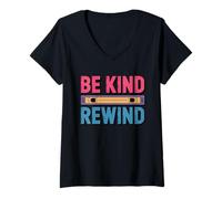 Donna Be Kind Rewind, Design d'Arte retrò VHS Vintage Maglietta con Collo a V