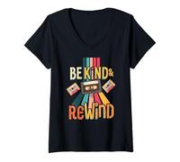 Donna Be Kind & Rewind Retro Vintage Classic Throwback Uomo Donna Maglietta con Collo a V