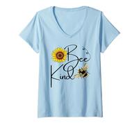 Donna Be Kind Tee Bee Kind Sunflower Tshirt per Donna Estate Top Maglietta con Collo a V