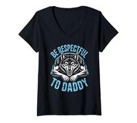 Donna Be Respectful To Daddy Wolf Protector Alpha Funny Donne Uomini Maglietta con Collo a V