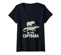 Donna Be The Capybara Calma Divertente Capy Equitazione Gator Chill Vibes Maglietta con Collo a V