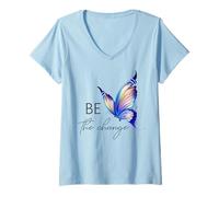 Donna Be The Change Butterfly Tee Growth Mindset Maglietta per Ragazze Maglietta con Collo a V